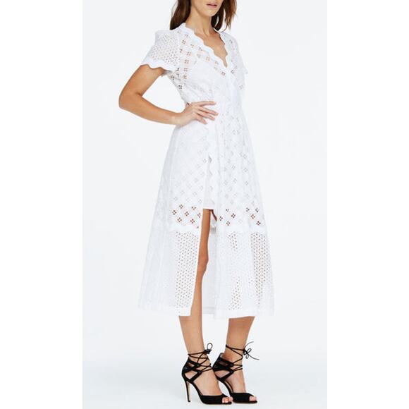 Alice McCall Daybreak White Ivory Broderie Lace Midi with Slip Dress 2 - Picture 1 of 16